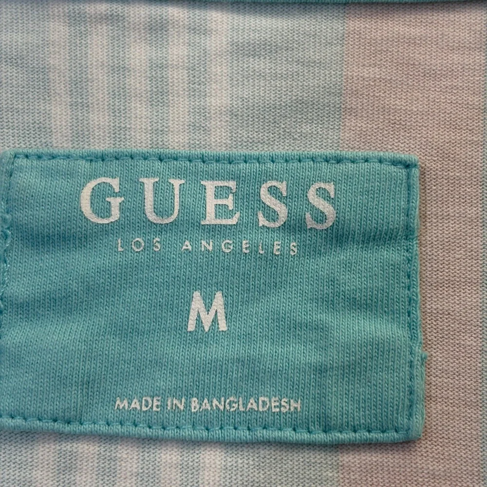 Guess Los Angeles Preppy Logo Striped Tee Men Size M Pastel Summer Beach Classic - Picture 3 of 9